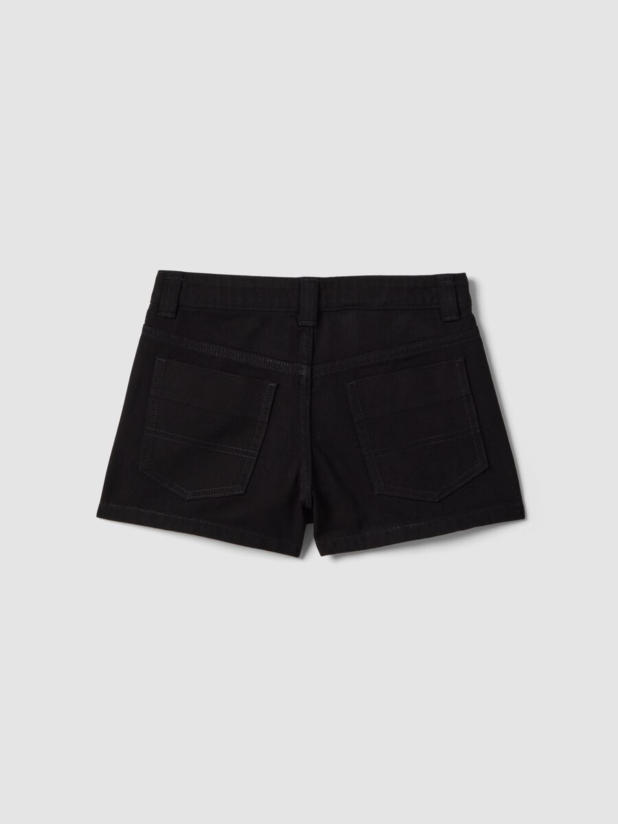 Girls&rsquo; black 100% cotton shorts with sparkly details_4