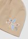 Cappello beige in cotone organico elasticizzato con stampa aeroplano_1