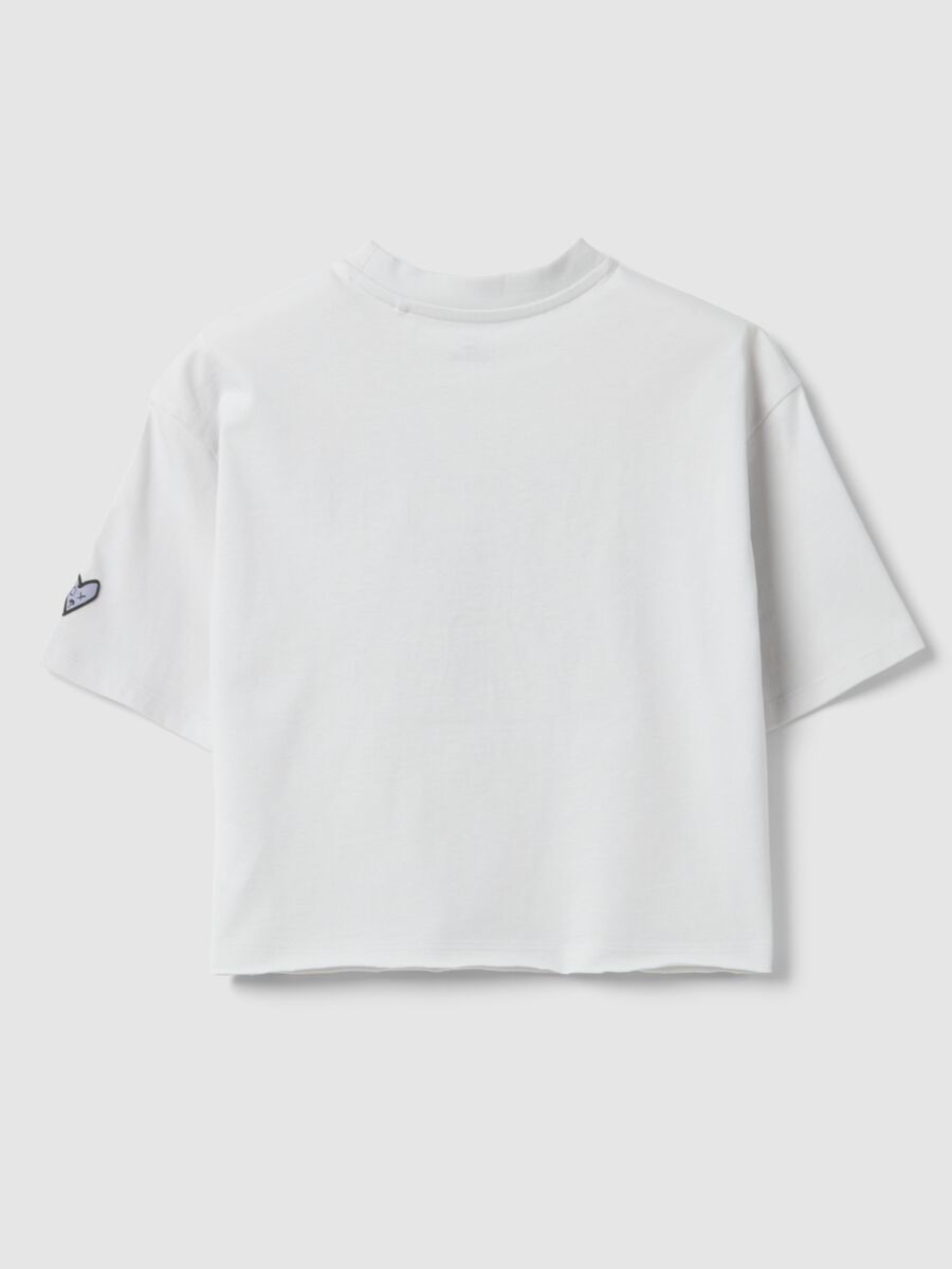 Girls' pure cotton white boxy fit t-shirt with print_4