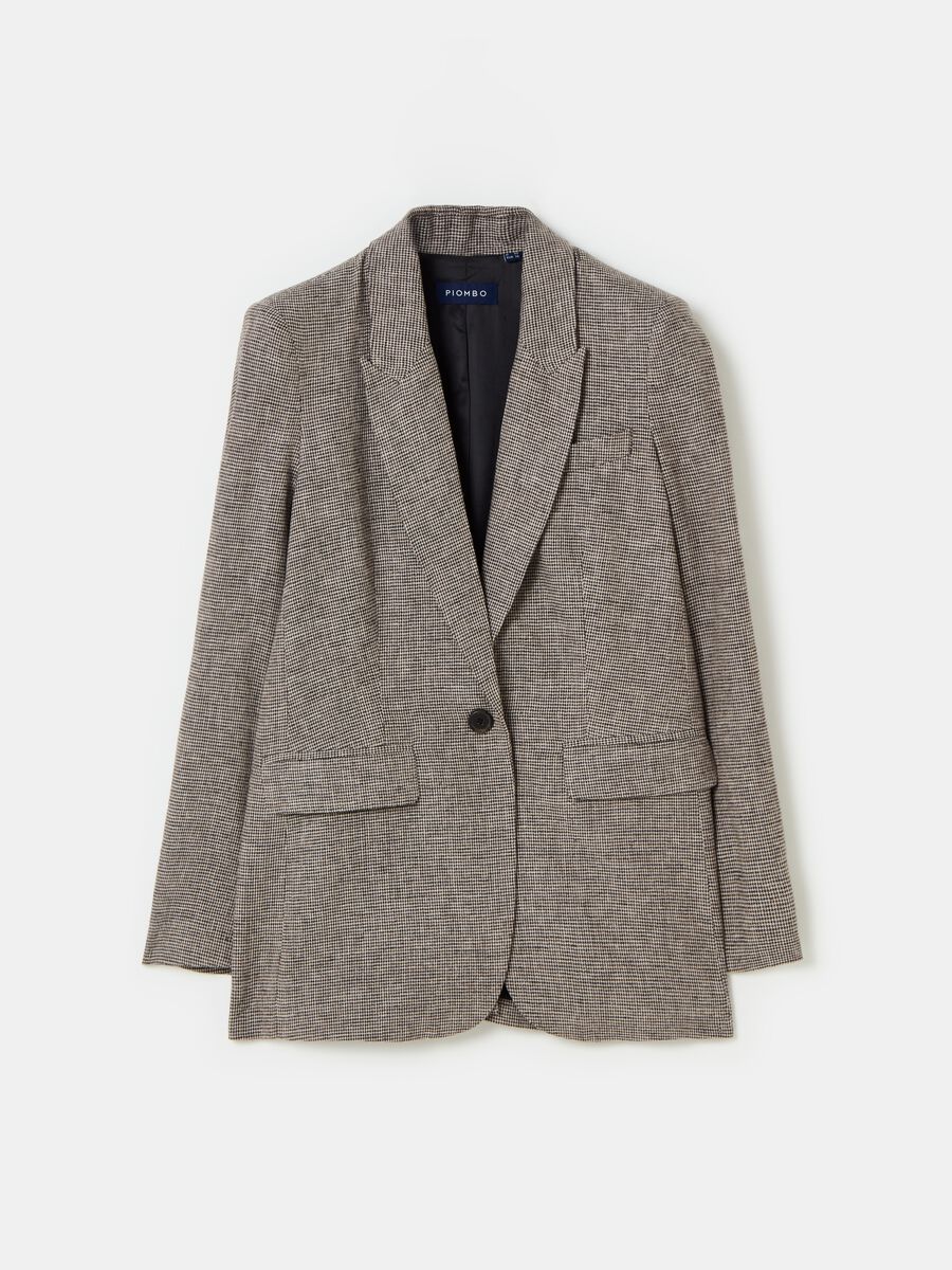 Contemporary single-breasted blazer with micro houndstooth pattern_3