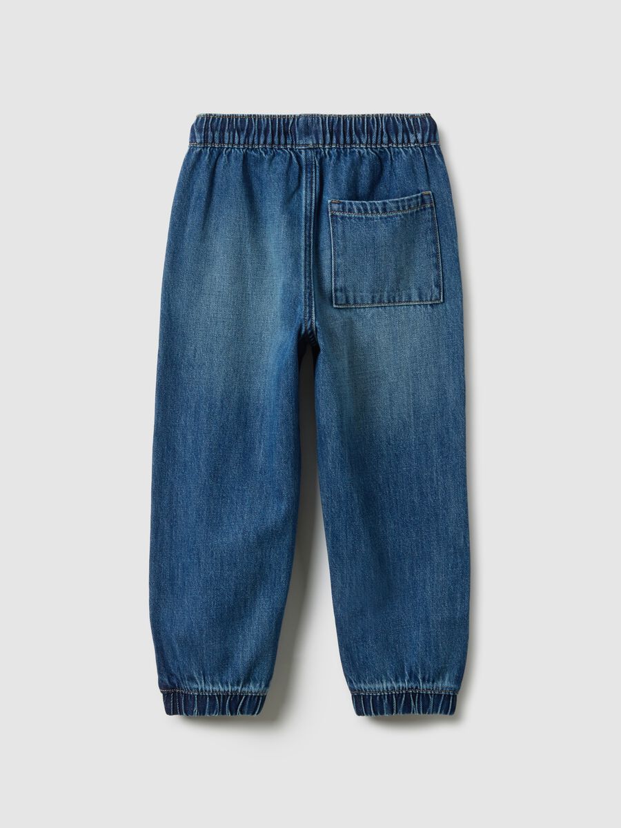 Blue Cotton Regular Fit Jog Denim for Kids_1