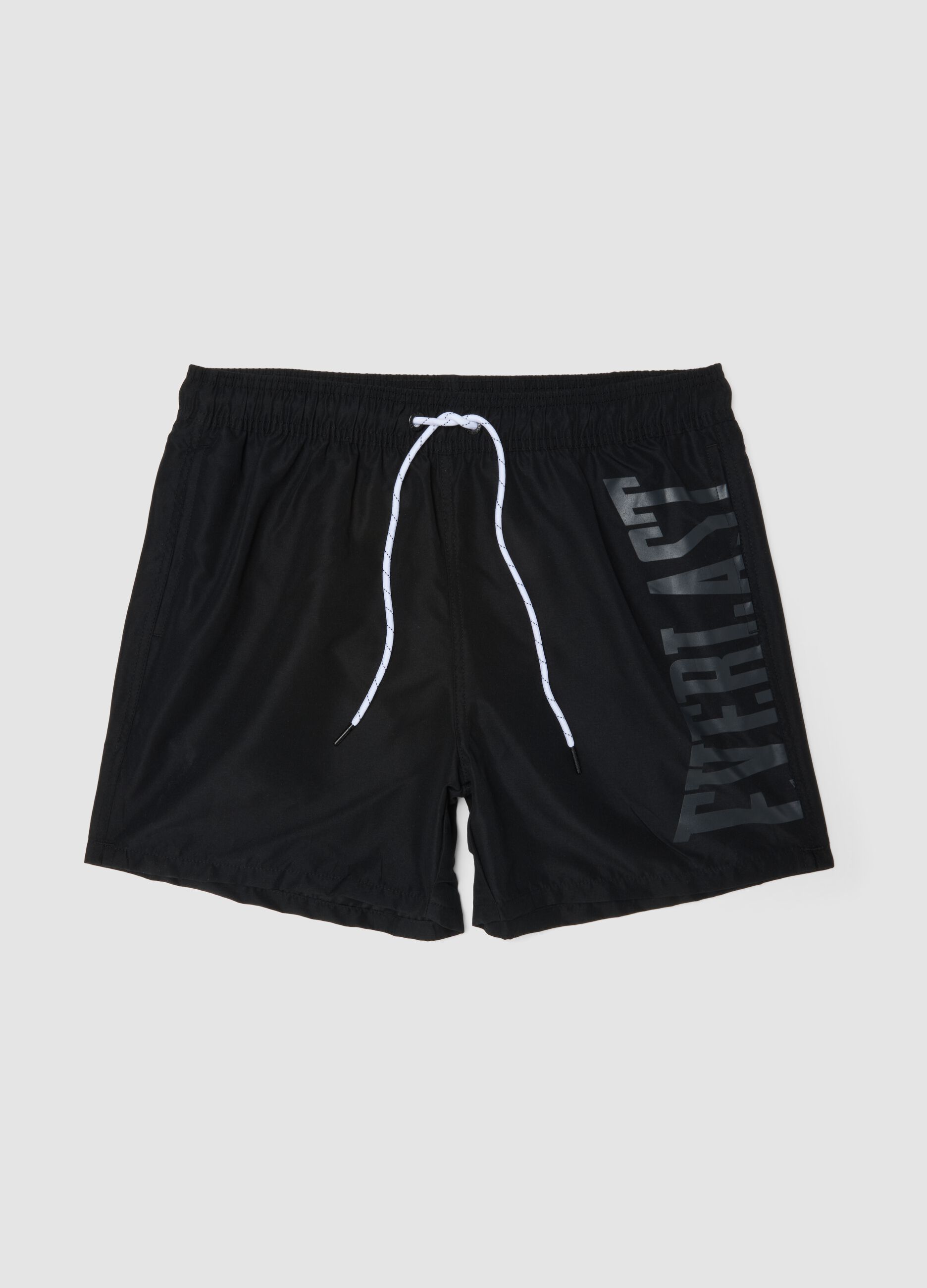 Black swim shorts with drawstring waist
