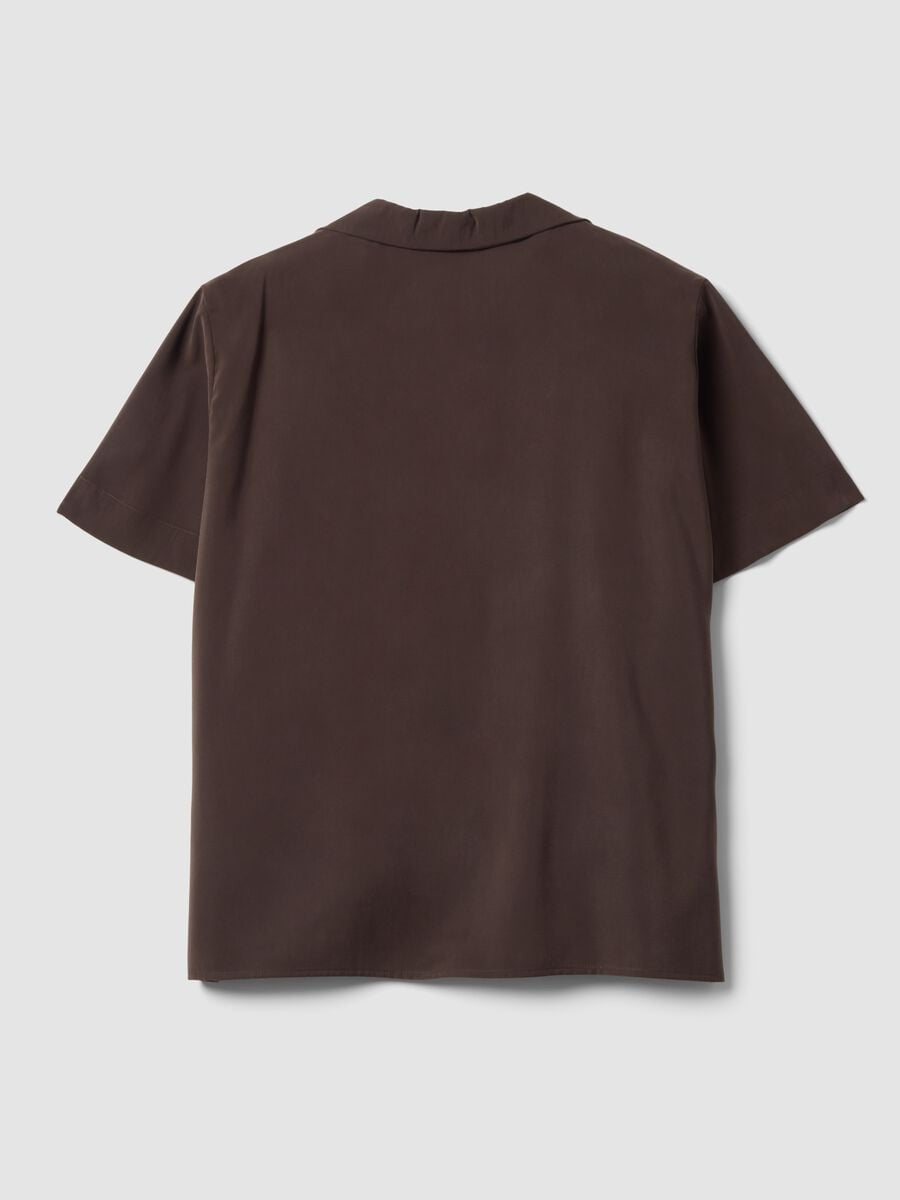 Brown oversized short-sleeve shirt in viscose blend_1