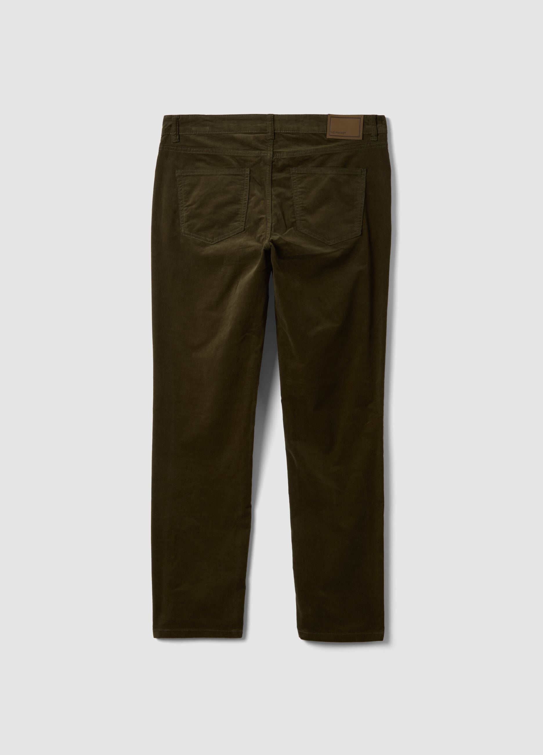 Gr&uuml;ne Slim-Fit-Cordhose aus Stretch-Baumwolle