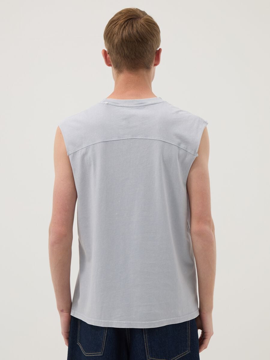 Light blue pure cotton regular-fit tank top_3
