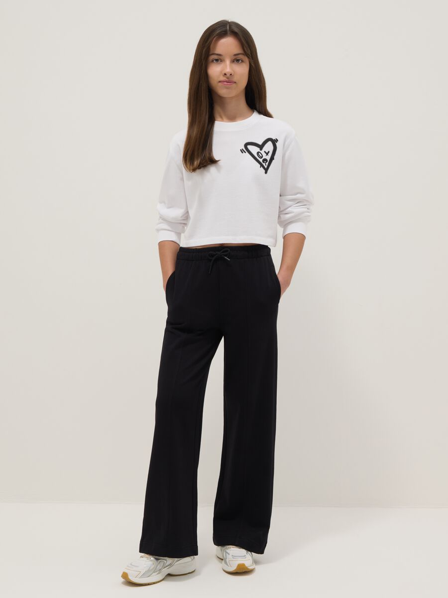 Girls' Black Culotte Trousers in Pure Cotton_0