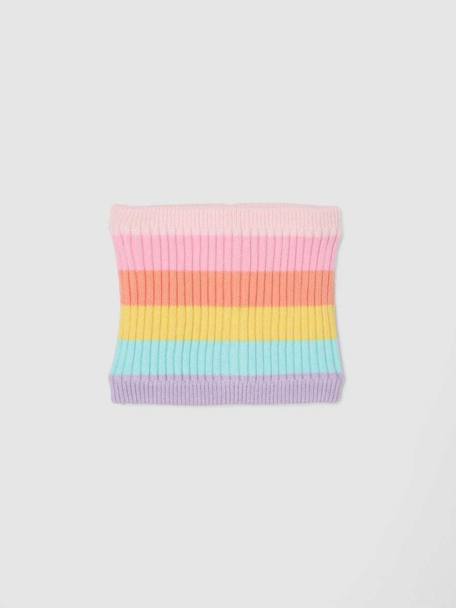 Cachecol multicolor canelado em mistura de viscose_0