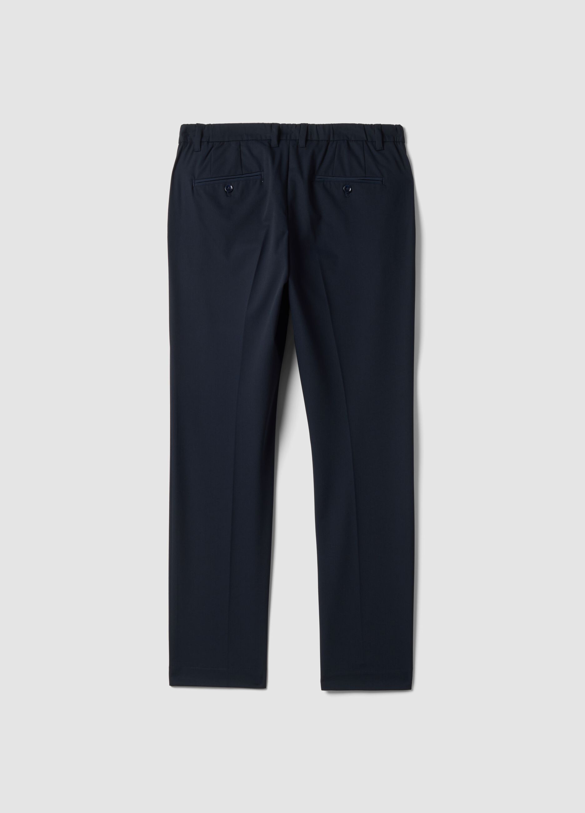 Navy slim-fit stretch viscose twill chino trousers