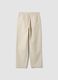 Beige stretch cotton trousers with elasticated waist, comfort fit_2