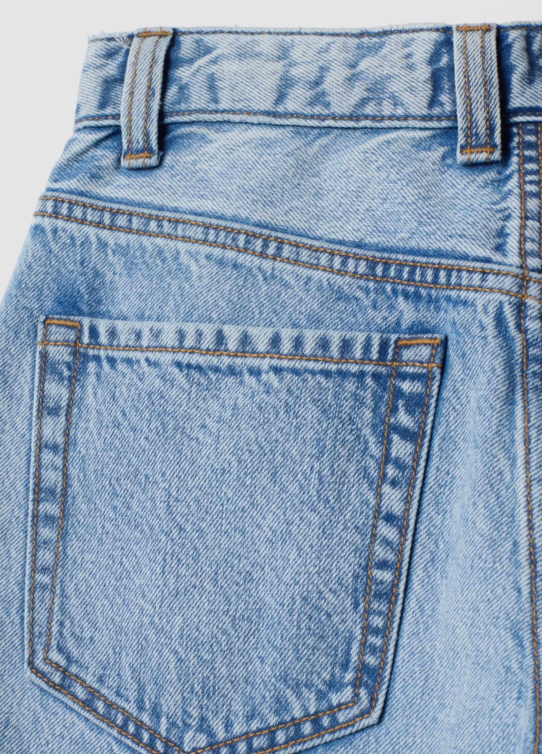 Light blue pure cotton super wide-leg jeans