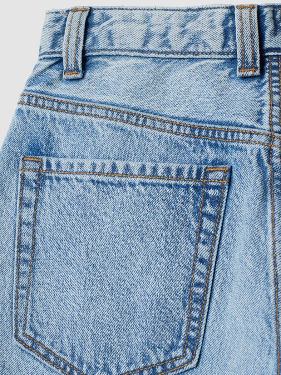 Light blue pure cotton super wide-leg jeans_5
