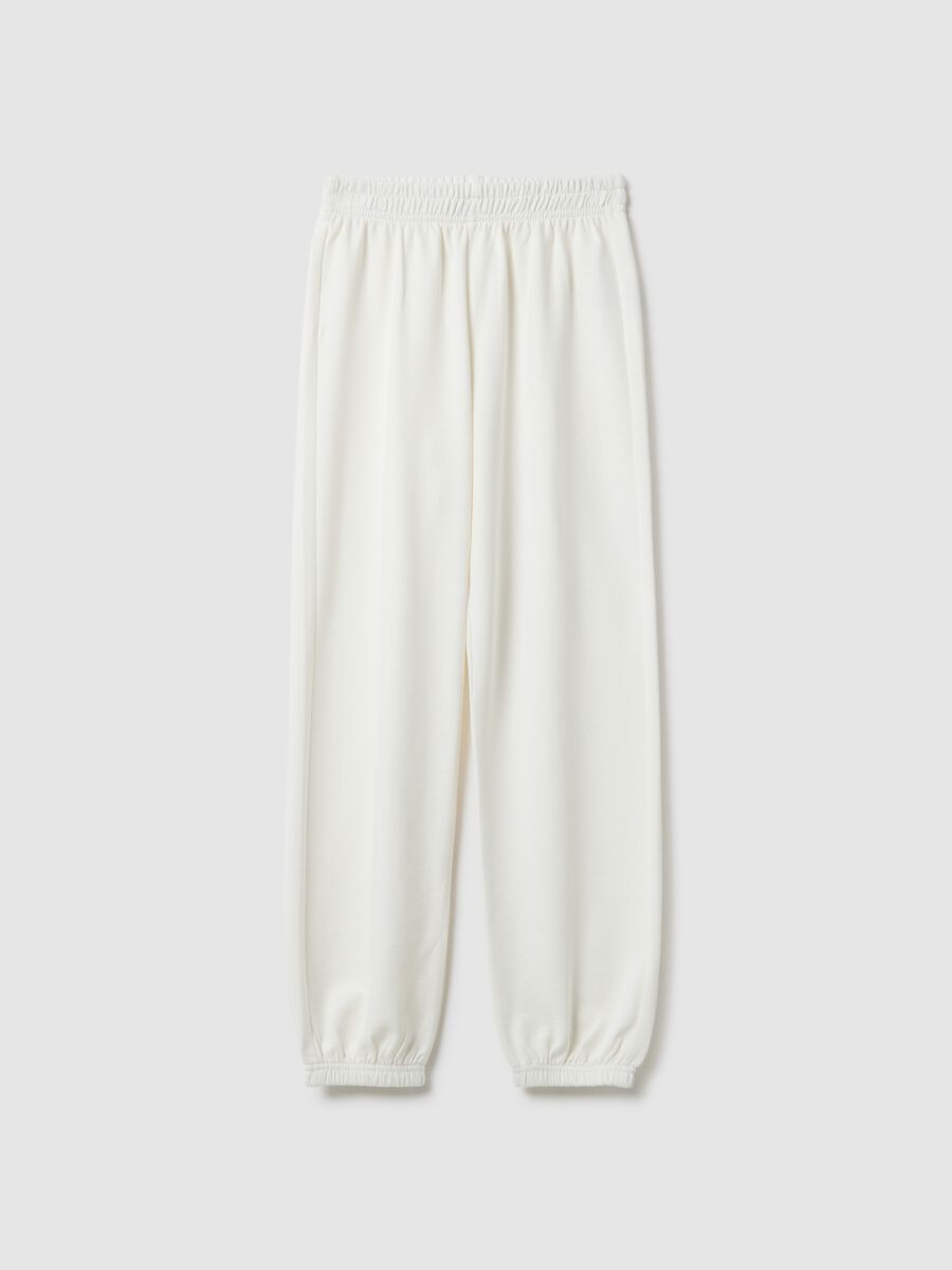 Girls' White Pure Cotton Jogger Trousers Regular Fit_3