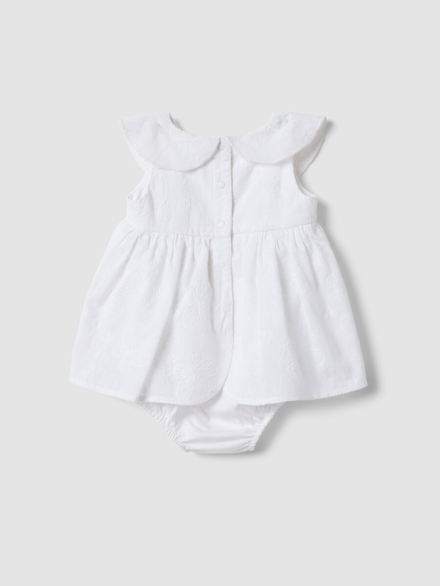 White pure cotton baby girl romper with embroidery_1