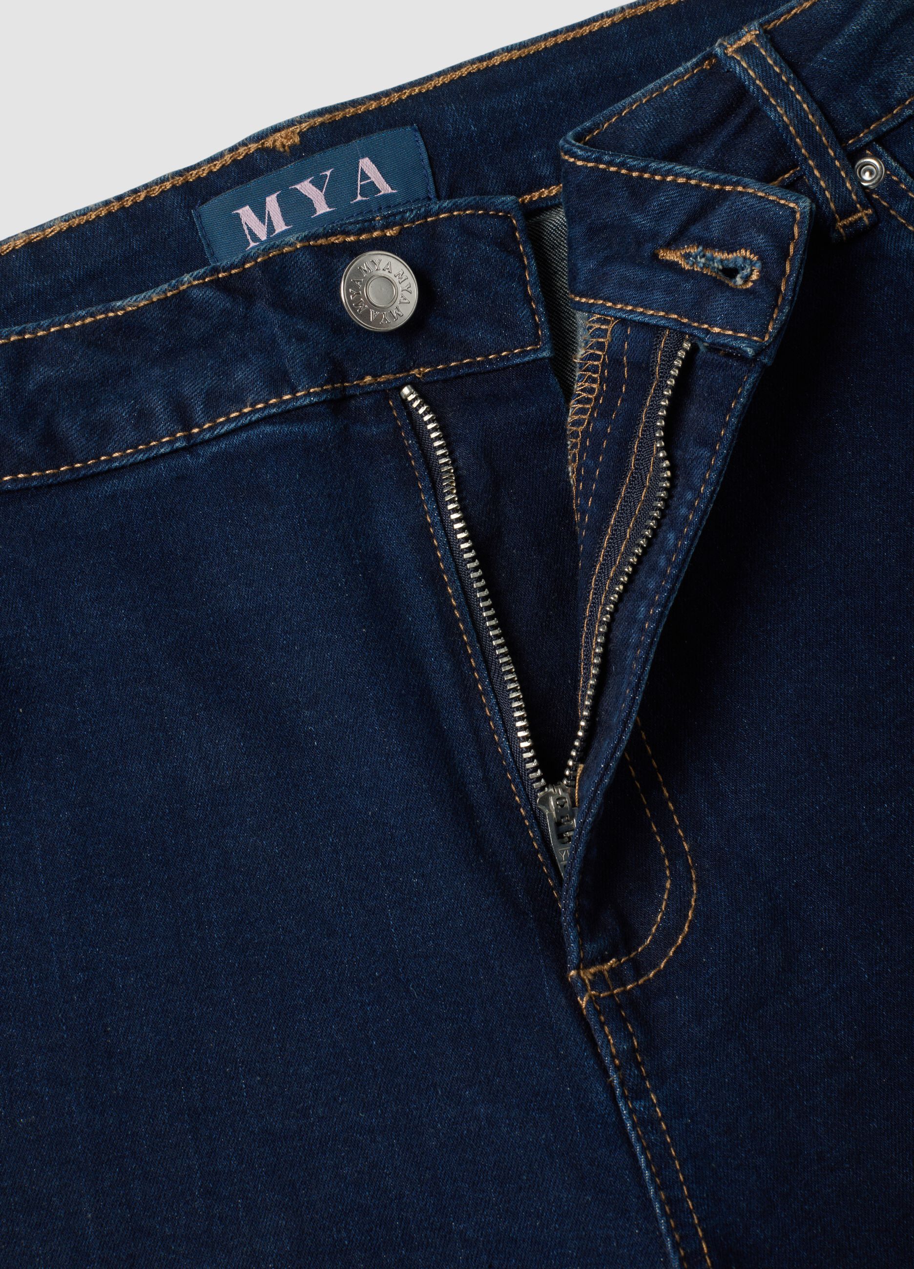 Blue stretch-cotton denim bootcut jeans