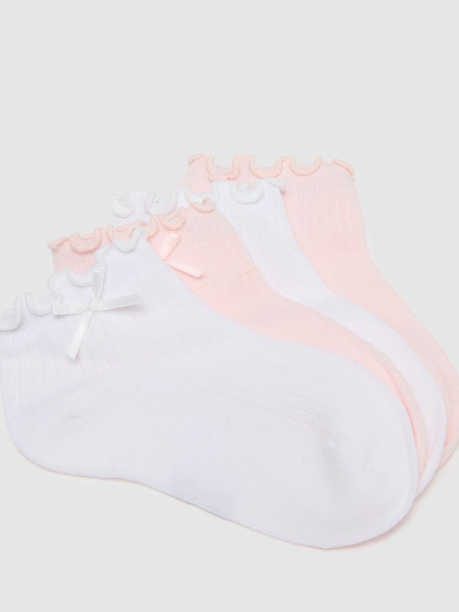 Tripack de meias multicolor de mistura de algod&atilde;o para menina com la&ccedil;o_1