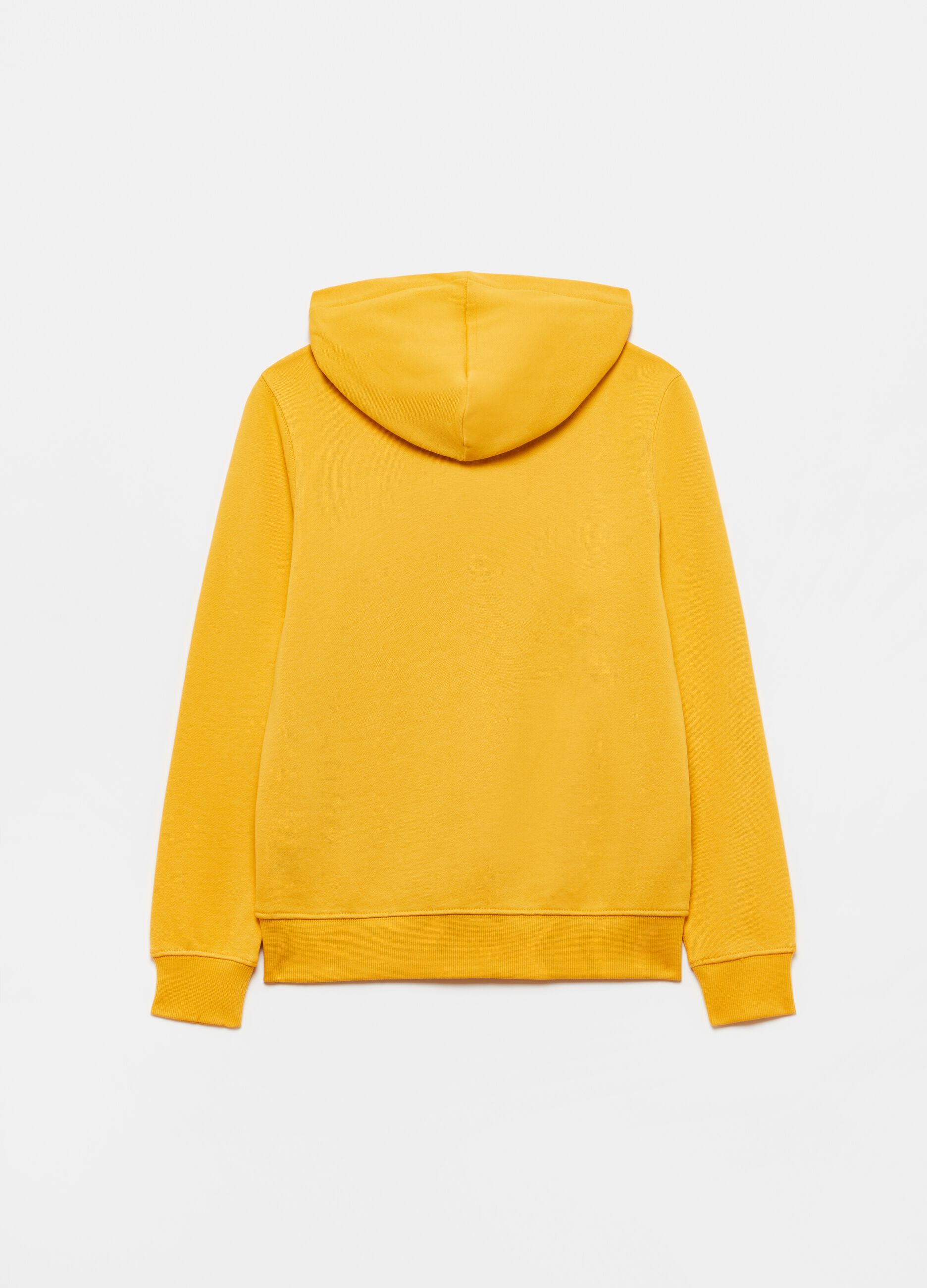 Solid colour cotton full-zip sweatshirt with hood