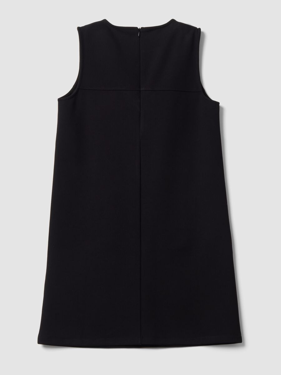 Abito smanicato nero in punto Milano di viscosa elasticizzata straight fit_6