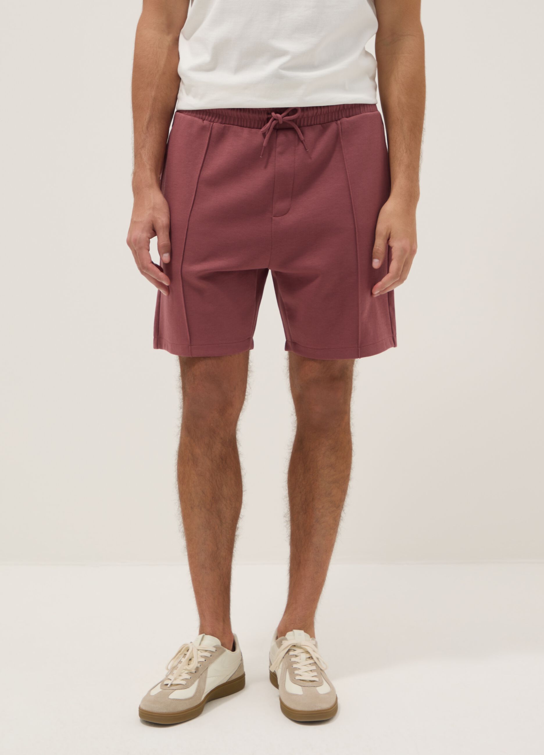 Red cotton-blend regular-fit shorts with drawstring