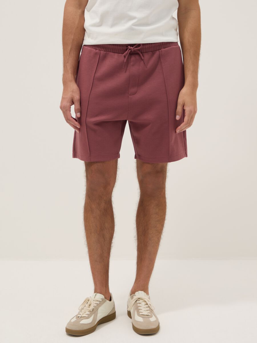 Rote Shorts aus Baumwollmix im Regular Fit mit Kordelzug_1