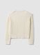 White crew-neck pure cotton cable-knit jumper, regular fit_6