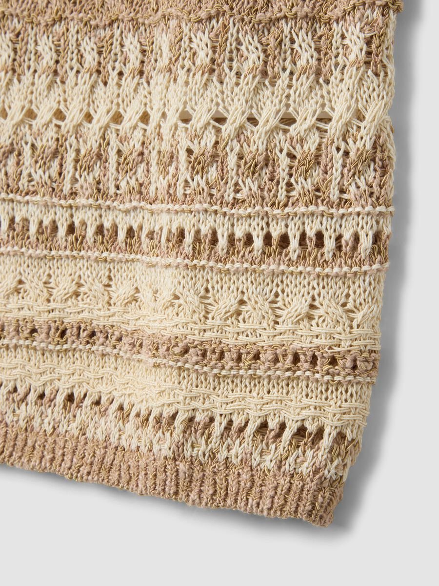 Multicolour cotton blend regular fit tank top with perforated texture_1