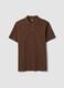 Brown pure cotton piqu&eacute; polo with classic collar, regular fit_4