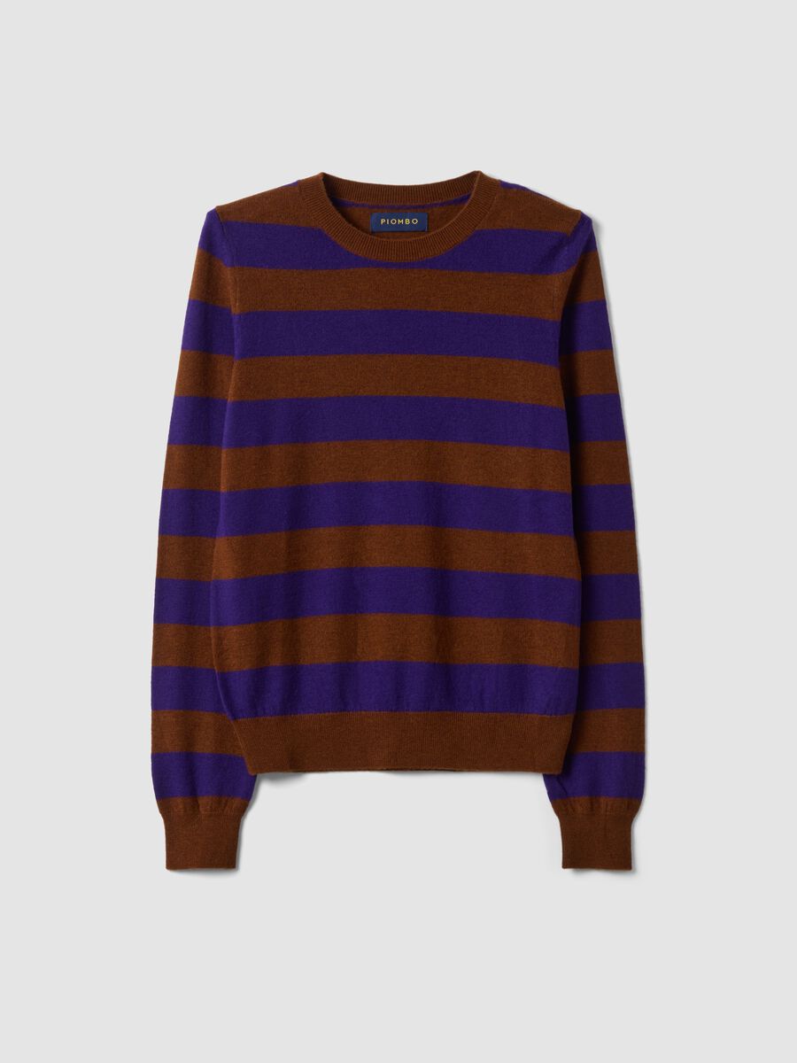 Purple pure wool striped crew-neck jumper_0