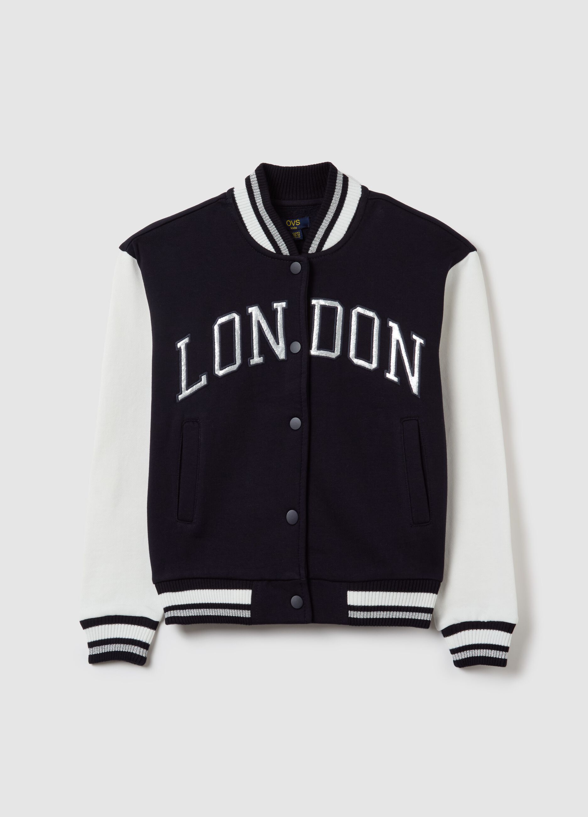 Varsity bomber jacket with "London" embroidery