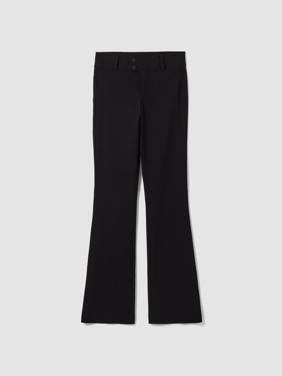 Black flared trousers in stretch viscose_0