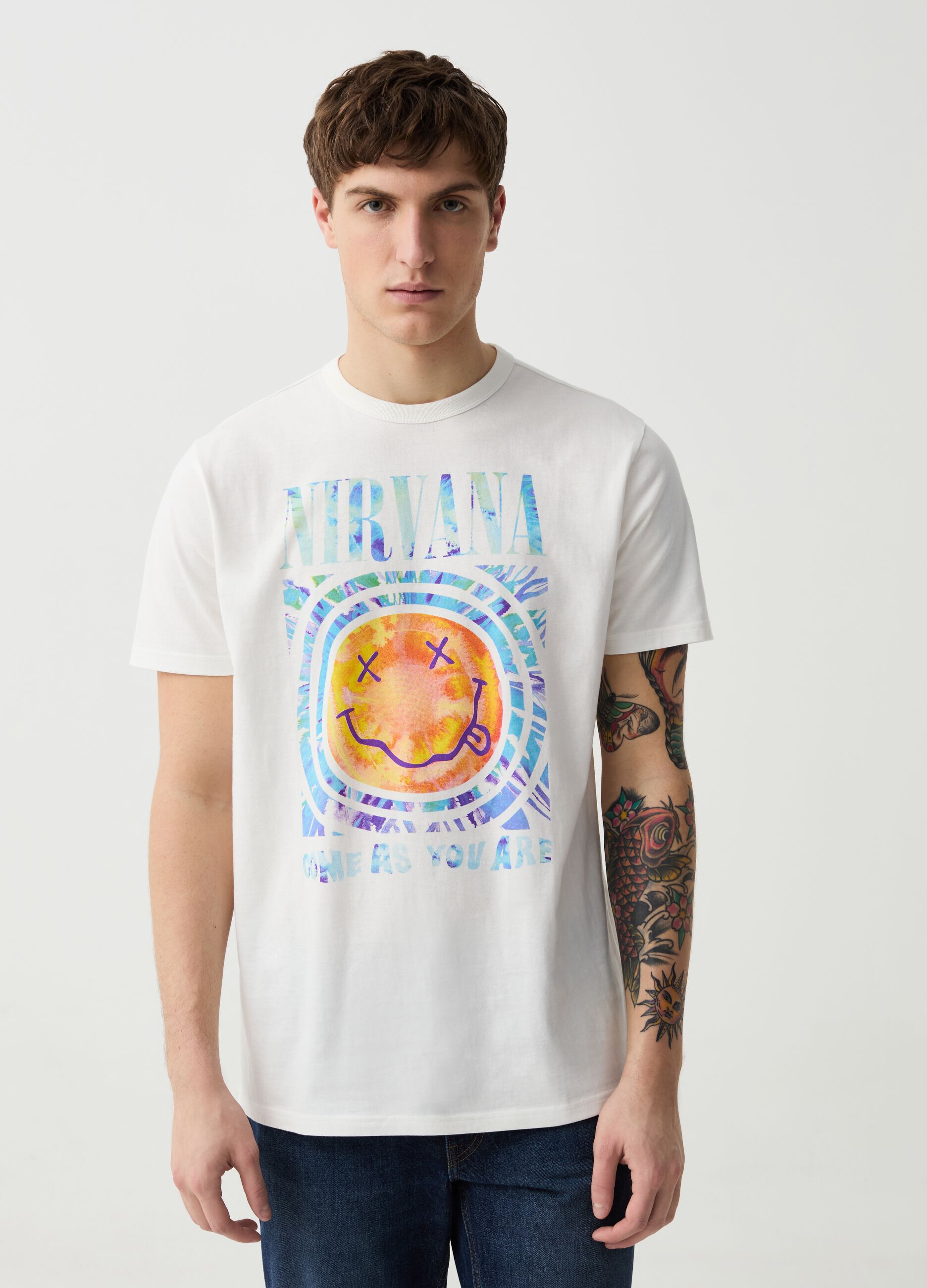 Cotton T-shirt with Nirvana print