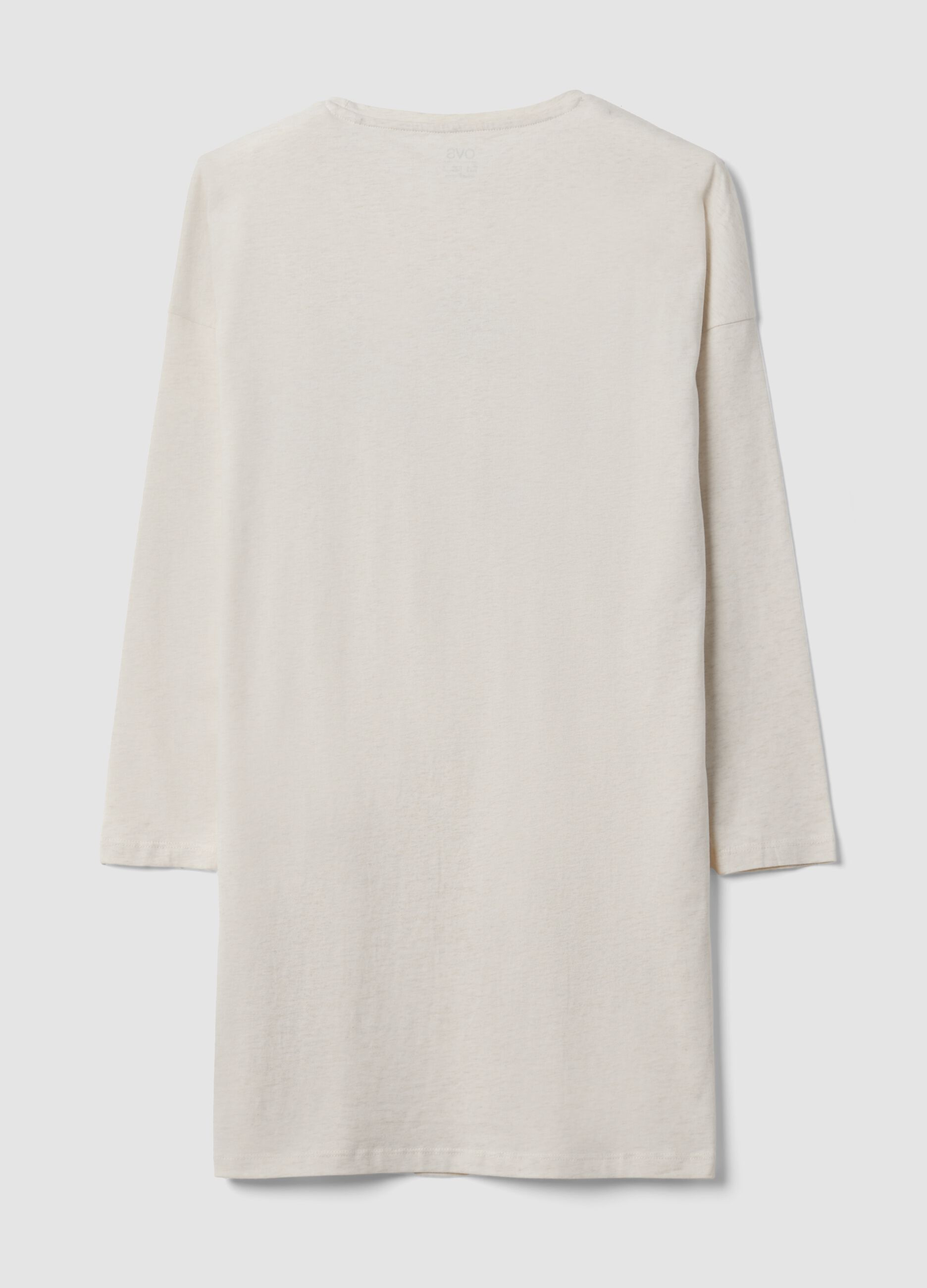 Camicia da notte beige in puro cotone organico con stampa cornetto