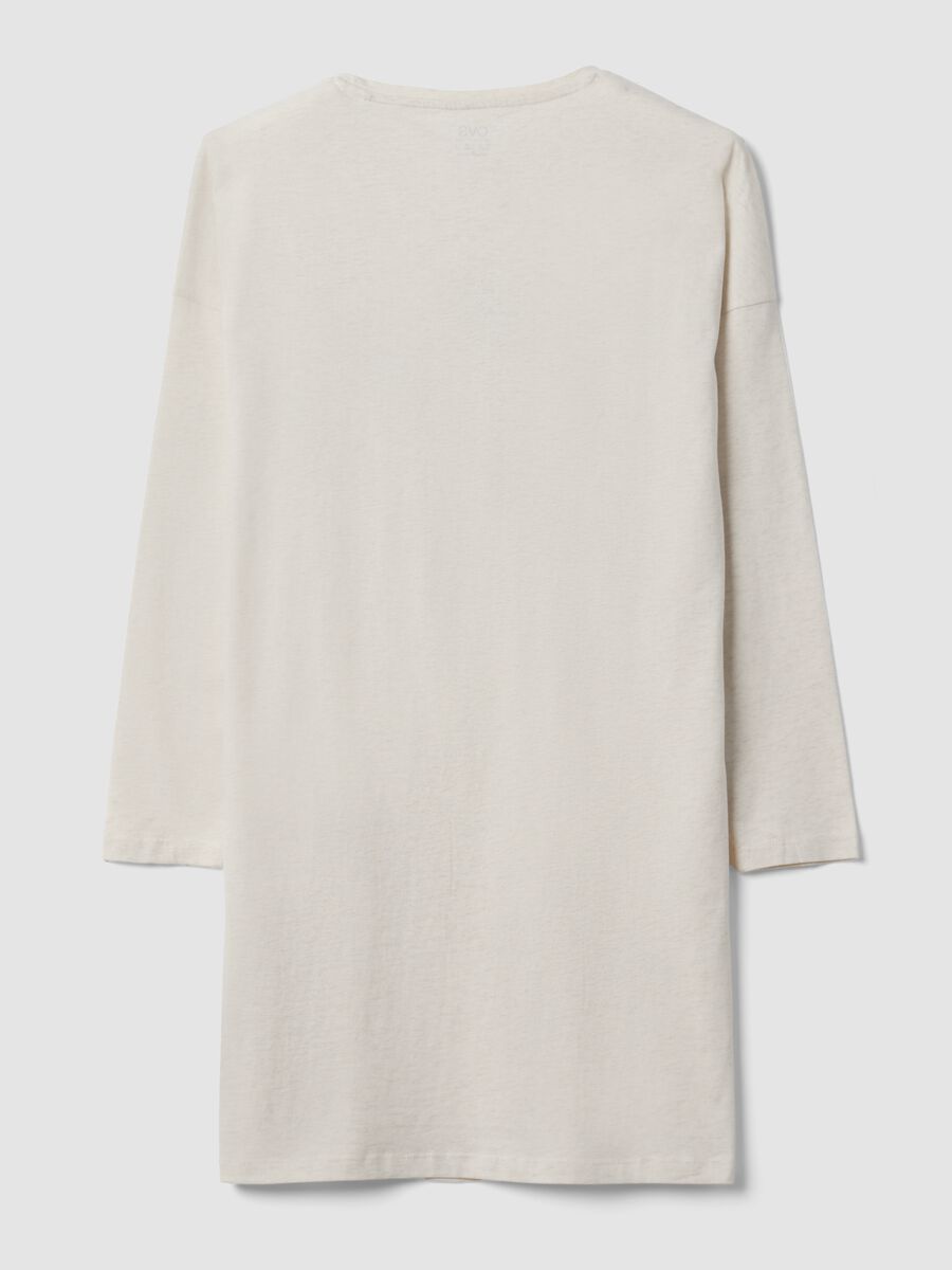 Camicia da notte beige in puro cotone organico con stampa cornetto_6