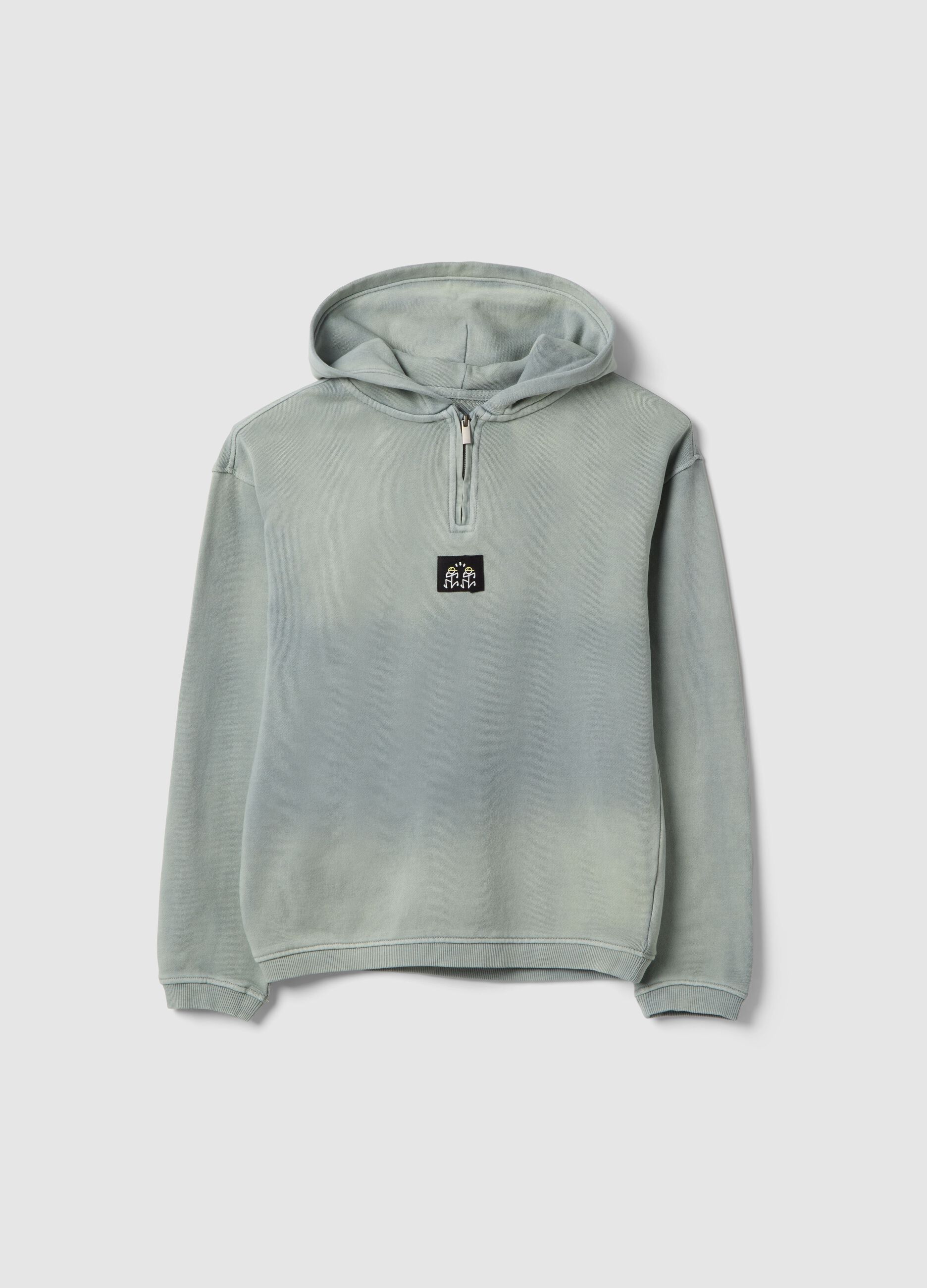 Sweatshirt verde Tie-Dye de algod&atilde;o puro para rapaz, ajuste oversize