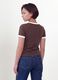 Brown pure cotton T-shirt with buttons, regular fit_3