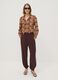 Brown checked pure viscose shirt with neck tie, regular fit_1