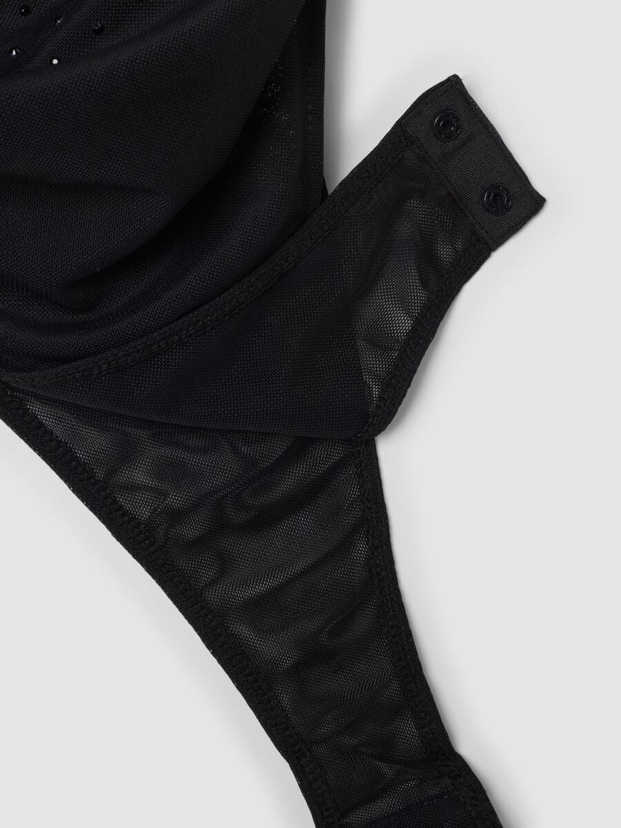 Black stretch-fabric bodysuit with boat neckline_1