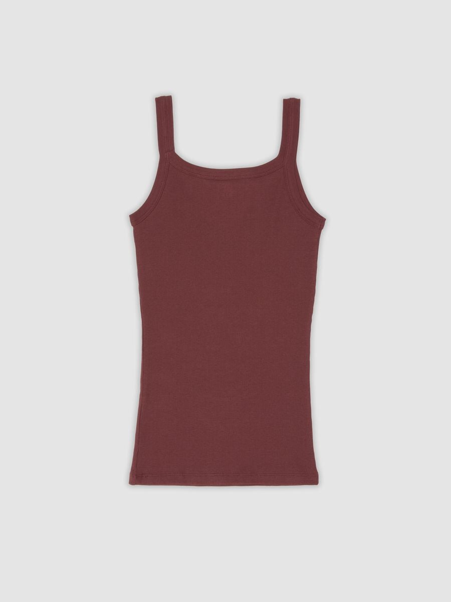 Red organic cotton crew-neck vest top_1