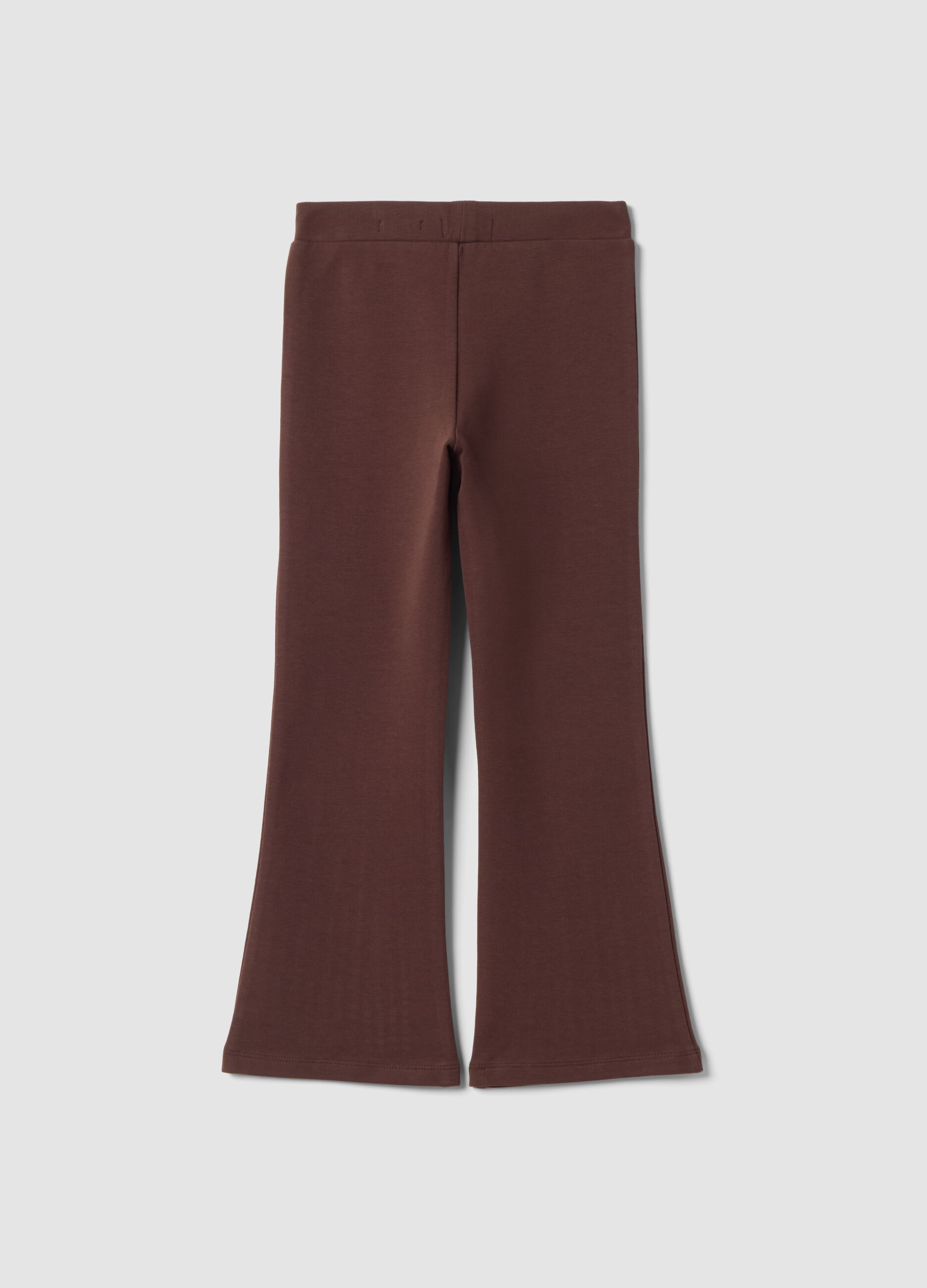 Leggings marroni flare in cotone elasticizzato