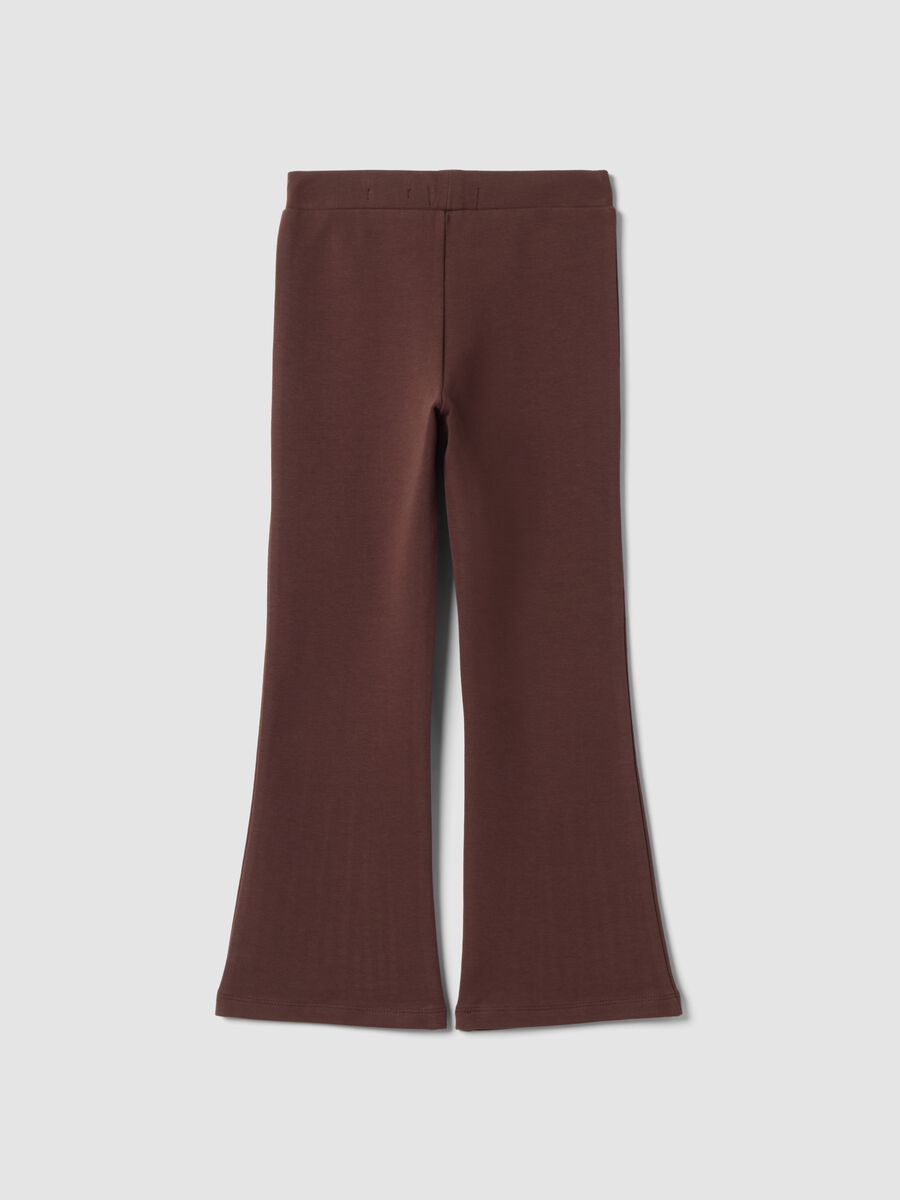 Leggings marroni flare in cotone elasticizzato_1