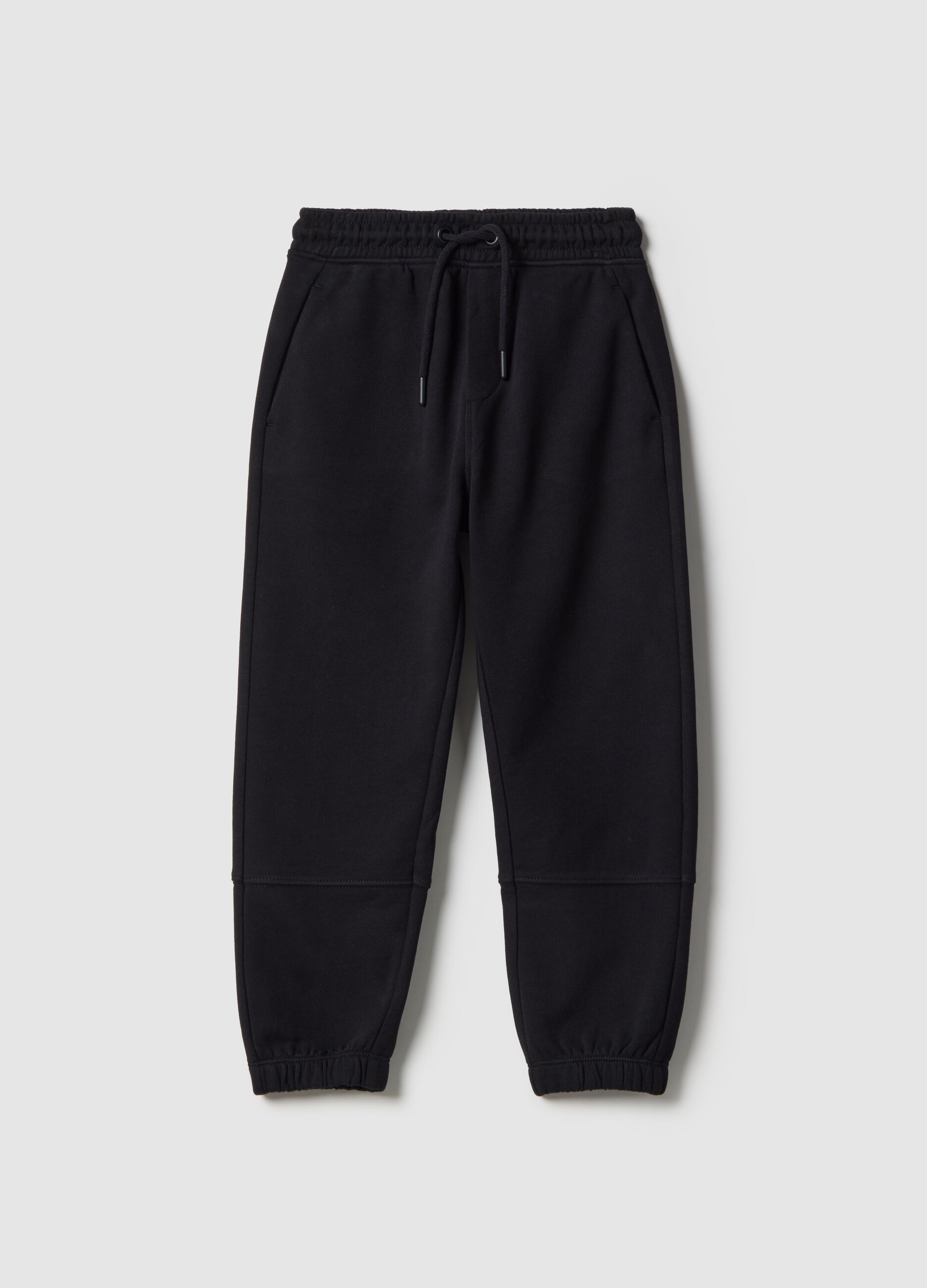 Kids' black jogger trousers in pure cotton regular fit
