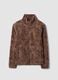 Brown crew-neck zip sweatshirt, regular fit_0