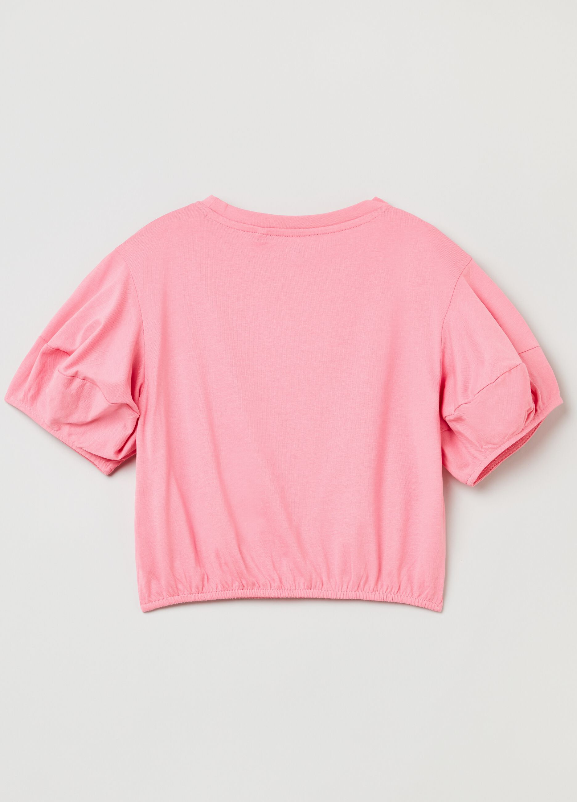 Cotton T-shirt with puff sleeves
