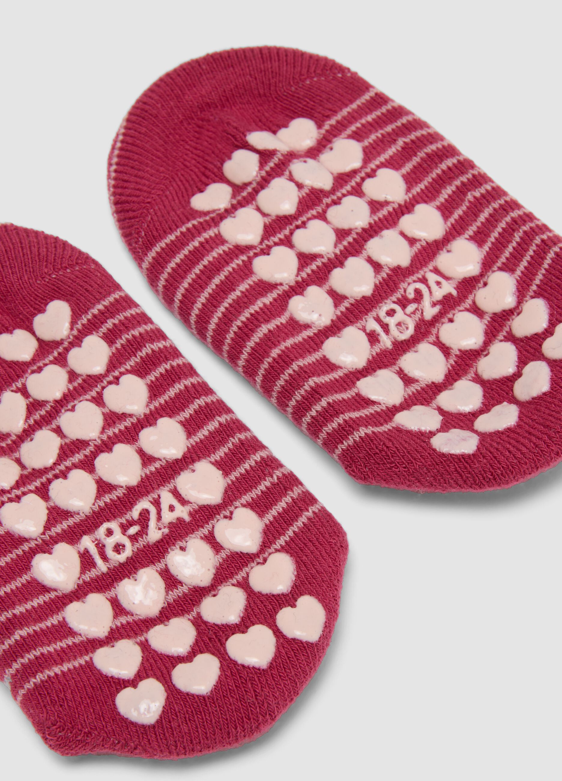 Rote rutschfeste Socken aus elastischer Bio-Baumwolle mit K&auml;tzchen