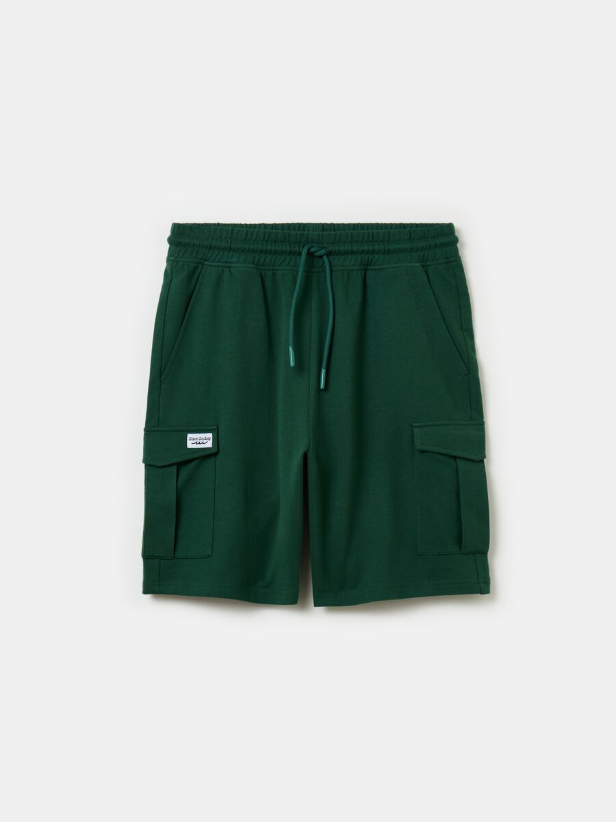 Cargo Bermuda shorts in French terry with drawstring_0