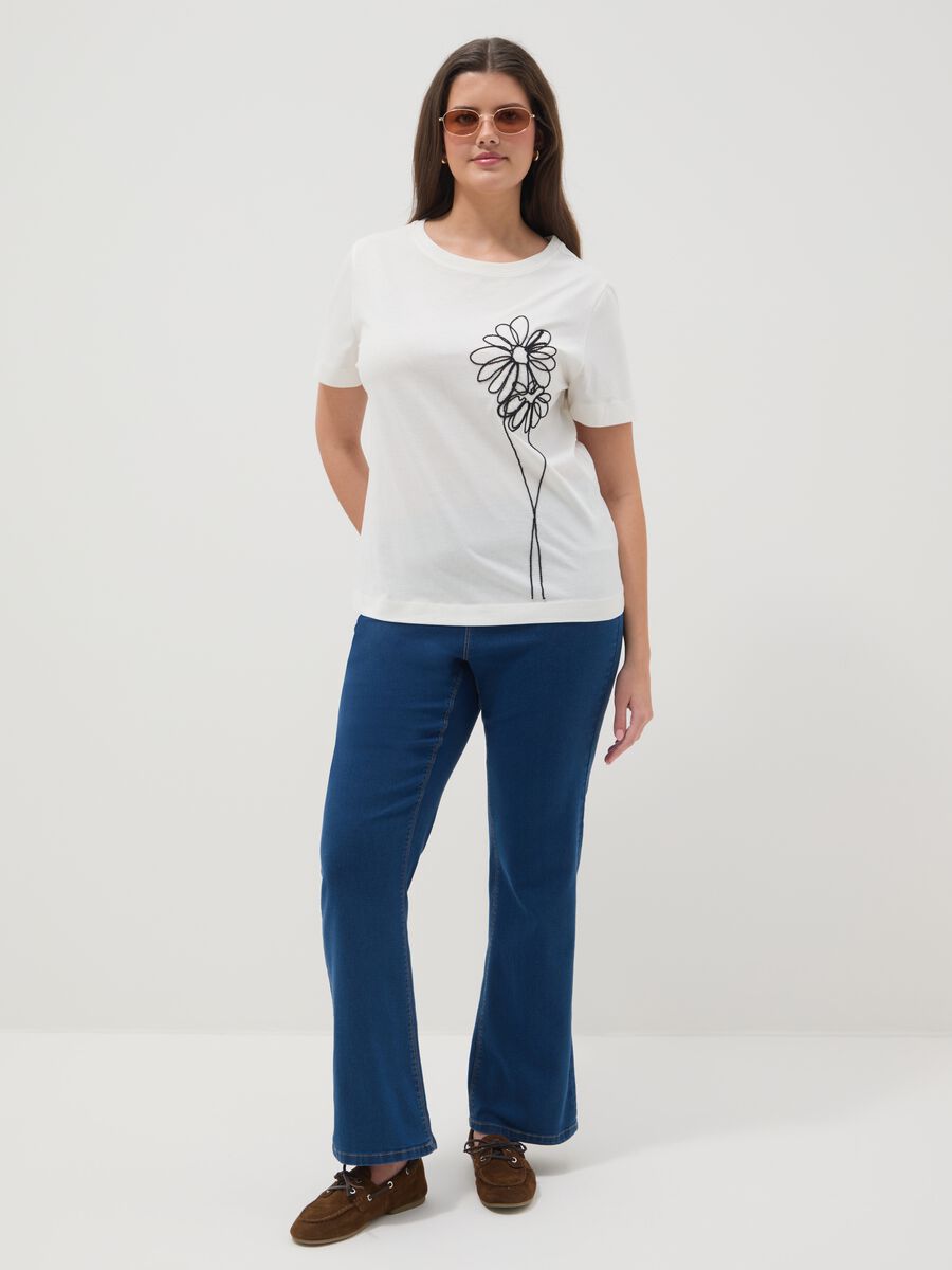 Blue Bootcut Trousers in Stretch Cotton Regular Fit_0