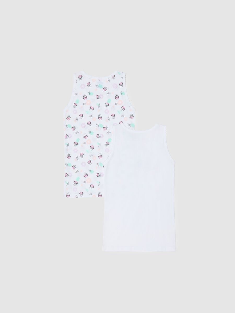 Two-pack white pure cotton girl vests with Minnie prints_1