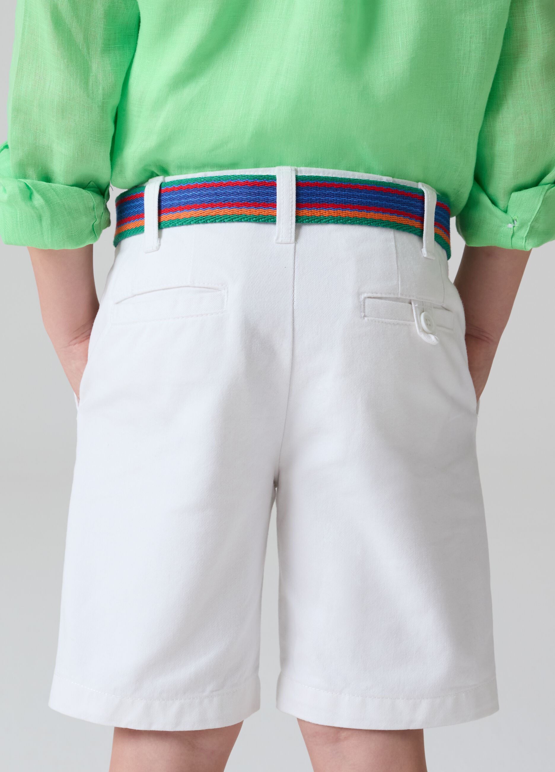 Cotton Bermuda shorts with belt