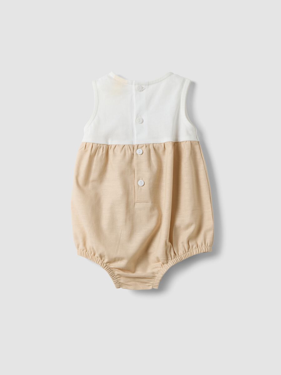 Beige organic cotton baby romper_1