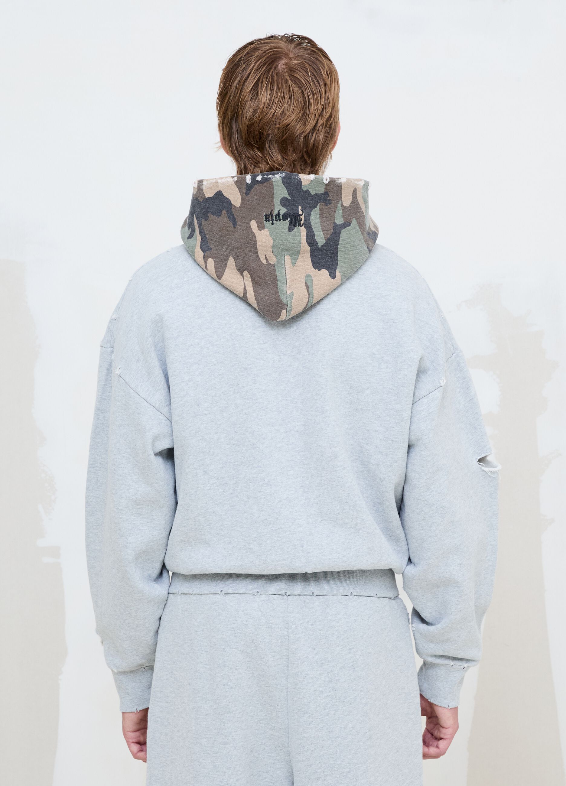 Full-Zip Hoodie in Sunfaded Grey & Camo