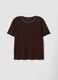 Brown stretch viscose crew-neck T-shirt_0